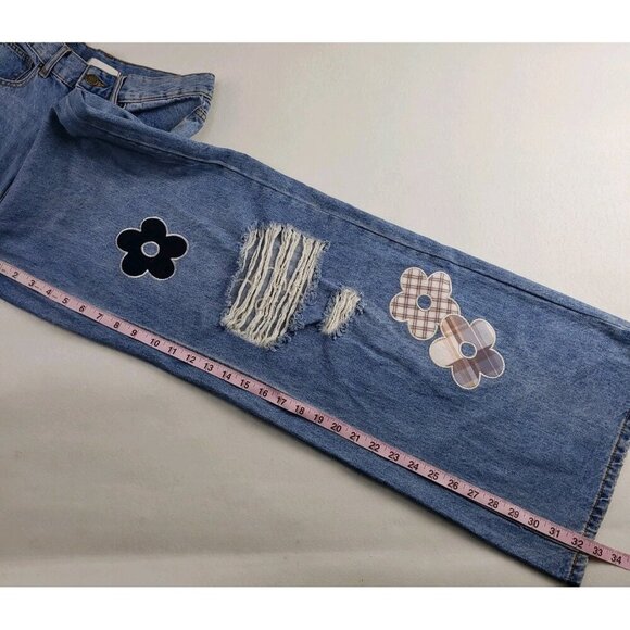 BDG Wide Leg Skater Jean Womens 27 Blue Urban Outfitters Baggy Daisy Distressed - Picture 15 of 15